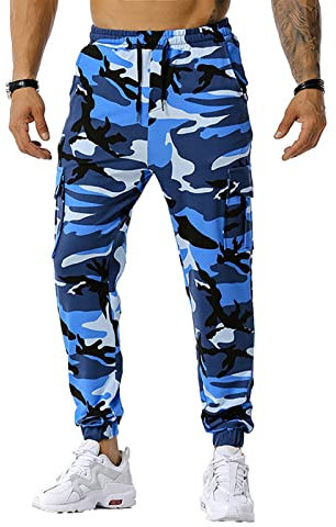 Pantalon Cargo Homme, Pantalon De Travail Homme Sport Moto Jogging Pantalon Jogging Homme Hiver Bouton Camouflage Treillis Jeans Grande Taille(A002,M)