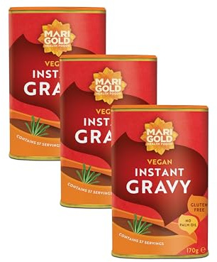 Marigold Vegan Instant Gravy 170g (Pack of 3)– Gluten-Free, Palm Oil-Free, No Added MSG – Natural Ingredients, Bold Flavour for Soups, Stews & Casseroles