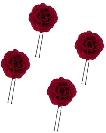 Didiseaon 4pièces Épingles à Cheveux Rose Rouge Velours Lot De Accessoires Décoratifs Pour Femme Fête Mariage Headwear Élégant