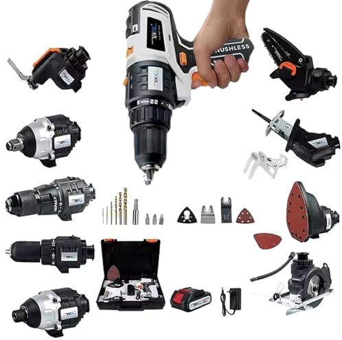 Power Tool Combo Kit,Cordless Tool Set,Tool Cordless Power Tool Set,Lithium Ion Combo Kit,Brushless Cordless Combo Kit,TwoBatteries