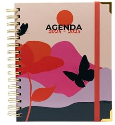Schülerkalender 2024-2025, Schmetterling, Tag- und Jahresplaner, Premiumeinband, Jahresplaner mit 2 Tagen pro Seite, Maße: 2,5 x 17,5 x 21,5 cm. Sweetcolor