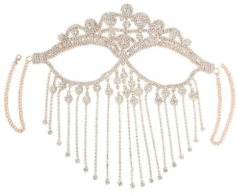 GAOINTELL Indische Strass-Quasten, Gesichtsschleier, Damen, Abschlussball, Party, Maske, Fransen, Stirnband, Brautschleier, sexy Gesichtszubehör, Schmuck