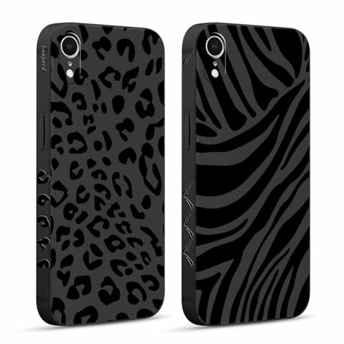 Pnakqil 2 Stück Handyhülle für iPhone XR 6,1 Hülle, Wildes Zebra Leopard Bemaltes Muster Case Silikon Weiche für Mädchen Modische TPU Dünn Stoßfeste Kameratasche Tasche Schutzhülle