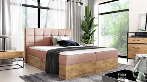 Fun Möbel Boxspringbett Schlafzimmerbett KALYPSO auch Überlänge (Rose, Überlänge: 120x220cm)