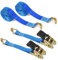 EchoVave 2 X 800KG Spanngurte mit Ratsche, 6M x 25mm Heavy Duty Spanngurte mit Haken Gurtband Zurrgurtfür Motorräder, Auto, Anhänger, Haushalt-TÜV GS Geprüft(Blau/2PCS)