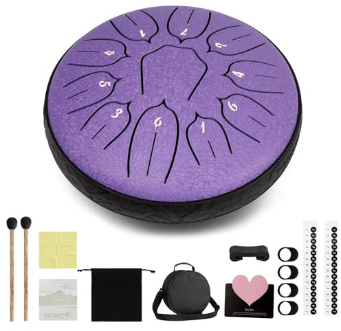 UCAMP Zungentrommel Steel Tongue Drum,6 Zoll 11 Töne Zungentrommel in D-Dur,Scheibentrommel mit Schlägel,Tragetasche und Zubehör,Handpan Instrument,Ideal für Meditation und Anfänger-Musikunterricht