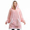 Giggling Getup tragbare Decken Hoodie für Damen Herren, Übergröße Flanell Sherpa Fleece Kapuzen Decke, Weiche, komfortabele, warme Decken Sweatshirt mit riesiger Tasche und Ärmeln für Erwachsene Rosa