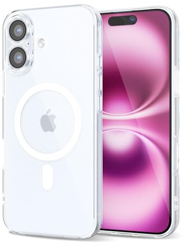 Svanove for iPhone 16 Plus Case Clear Compatible with Magsafe, Transparent Magnetic Magnet Mag Case, Cute Slim Thin Silicone Grip & Shockproof Camera Cover Drop Protection Bumper, Clear