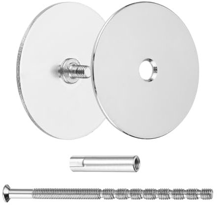sourcing map Door Hole Cover Plate, 2 Dia Deadbolt Cover Plate Round Door Knob Hole Filler Plate Brushed Satin Nickel 1.38 Nut 3.54 Screws Silver Pack of 1