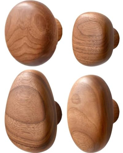 Luxylei Crochets Muraux en Bois, 4 Pièces Patères en Bois, Crochets De Porte-Manteau Décoratifs Muraux, Cintre Mural en Bois Fait À Main pour Suspendre