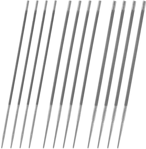 DoubleFill 12 Pcs Chain Saw File Set, in 3 Size 5/32 + 3/16+7/32 (4.0mm+4.8mm+5.5 Mm), Professional Chainsaw Chain Sharpening Round Files Chain Accessories Round Steel File