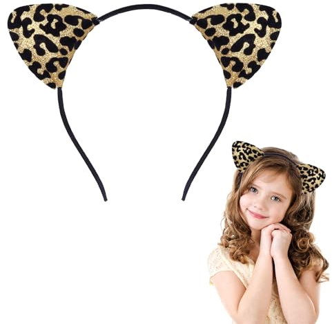 LunarCharm Leoparden Haarreif Kinder, Bezaubernder Leoparden Ohren Haarreif für Kinder für Halloween, Karneval, Mottopartys, jedem Outfit einen wilden Touch verleiht