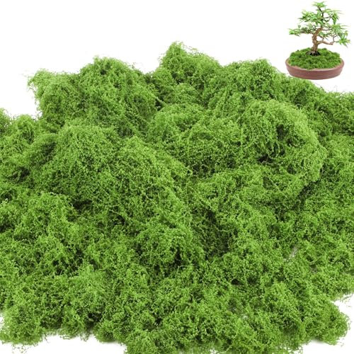 BREANIFULL 200g Künstliches Moos Kunstmoos zum Basteln Fake Plants Craft Kunst Moos Kunst für Aesthetic Deko Bastelmoos Dekomoos für Modellbau Weihnachten (Hellgrün) (Dunkelgrün)