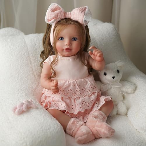 BABESIDE Bambole Reborn Femmina - 20 Pollici Bambole Reborn Realistiche con Capelli Lunghi, Corpo in Tessuto Morbido, Vestiti e Accessori per Bambini dai 3 Anni in su