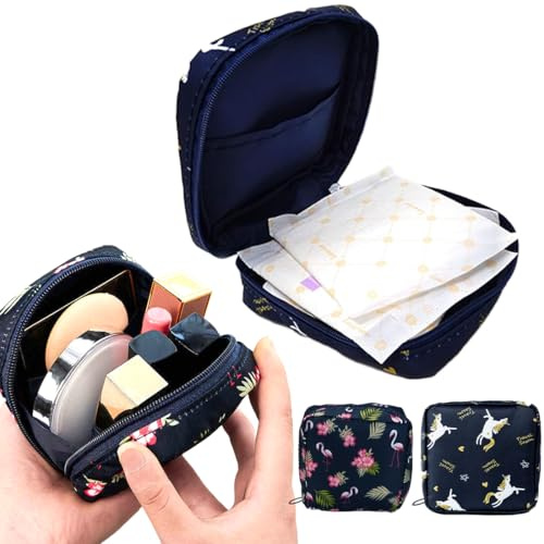 FENQURO Borsa per assorbenti igienici, 2 pezzi, sacchetti per mestruazioni, graziosi, assorbenti igienici, salvaslip per mestruazioni, con cerniera, per donne, adolescenti, ragazze, scuola, viaggi
