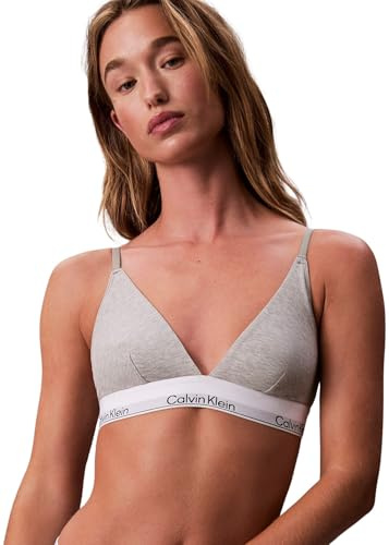 Calvin Klein Women’s Unlined Triangle Bralette with Logo Underband, Grey (Grey Heather), L