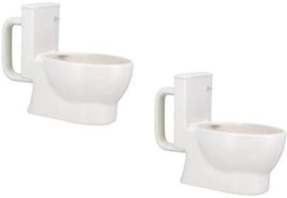 Ciieeo 2pcs Toilet Seat Water Mug Ceramic Cup for Family Cafe Hotel Beer Cup Cartoon Water