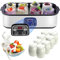 WaaYb Yogurtera Automática Ultimate de 1400 ml con 8 Frascos de Vidrio, Control de Temperatura y Tiempo Ajustables, Yogurtera Probiótica para Cocina y Hogar