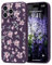 Wirvyuer for iPhone 15 Pro Max case, Compatible with Magsafe, Cute Floral Leaves Magnetic Phone Case, Pink Flower Shockproof Silicone Slim Bumper Protective Cover for Women Girls, Dark Purple