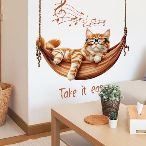 Comprar Vinilo Decorativo Swing Gato Vinilos de Pared,Pegatinas Decorativas,Pegatinas Infantiles,Adhesivos Pared Dormitorios Salón Comedor Ventanas
