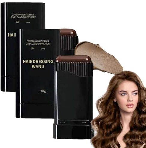 2 en 1 Tinte Instantáneo con Peine para Cabello, Peine de Tintura Capilar temporal, Stick De Tinte Capilar Impermeable, Lápiz de Tintura para el Cabello,2 Piezas (Café)