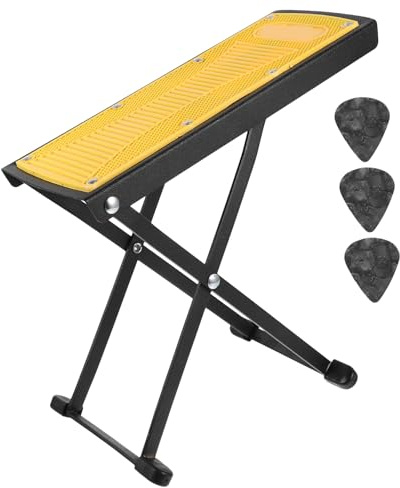 AKOOSY Verstellbares Gitarren Fußbrett aus Stahl mit Rutschfester Gummiauflage Faltbares Design Fußermüdung für Klassische und Akustische Gitarre Zufällige Farbe