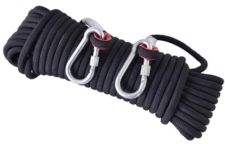 Cuerda de escalada de 12 mm, 15 m, 30 m, 60 m, 120 m, 200 m, con 2 ganchos de acero, cuerda de rapel para senderismo al aire libre, cuerda de escalada estática