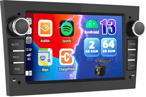 Zomolither 2G+64G Android Radio para Coche para Opel Corsa d/Astra h/Zafira b/Meriva con Carplay inalámbrico,Android Auto,Pantalla táctil de 7 Pulgadas, Bluetooth, GPS, WiFi, EQ, FM RDS, SWC+cámara