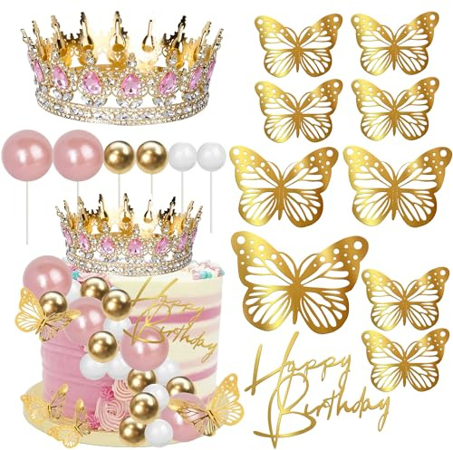 Krone Geburtstag Tortendeko Butterfly Corona Para Pastel Cake Topper Kuchen Deko Girls Birthday Geburtstag Kuchen Dekoration Party Zubehör