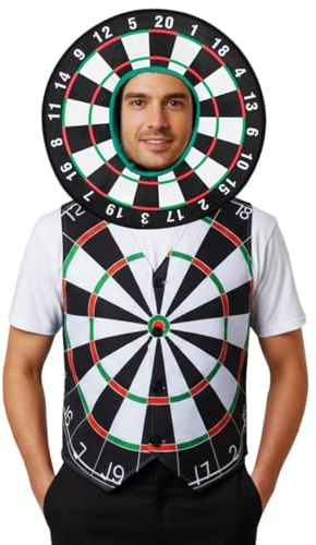 Dartscheiben-Weste und Dartscheiben-Hut-Set für Erwachsene, originelles Dart-Kostüm, für Pub-Abende, Junggesellenabschiede, Partys und Veranstaltungen