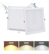 2 Stück LED Deckenleuchte Quadratisch 36W 3CCT 5000LM Ausschnitt Ø253-263mm | Grebeam IP44 Deckenspot Groß Ultra Slim Einbautiefe 30mm LED Panel 300x300 Warmweiß/Neutralweiß/Kaltweiß für Büro Wohnzimmer