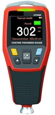 UT343D Coating Thickness Gauge 0.1 Micron/0-1250um Automotive Paint Film Thickness Tester To Measure FE/NFE Paint Tools for Car Laboratory(UT343D)