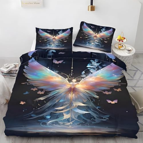 NDXRWDZR Bettwäsche 135x200 SchöNer Engel Bettwäsche-Set mit Reißverschluss Schließung für Kinder Weicher Atmungsaktive Mikrofaser Bettbezug + 2 Kopfkissenbezug 80x80 cm