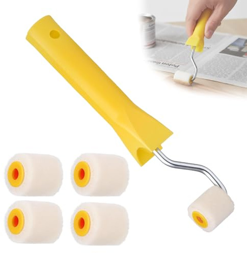 Kit Rouleau Peinture,1 Cadre De Rouleau De Peinture + 4 Rouleaux De Rechange,Petit Rouleau Peinture,Mini Rouleau Peinture,Laine Petit Rouleau Peinture,Pour Peinture, Peinture De Bord Ou De Coin