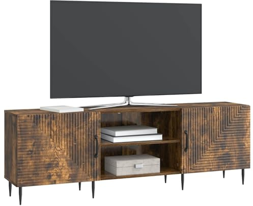 vidaXL TV-Schränk Geräucherte Eiche 150 x 31 x 50 cm Holzwerkstoff, Stylisches Wohnzimmer, Vintage Lowboard, viel Stauraum, rechteckiger TV-Ständer, Medientisch, praktischer Organizer