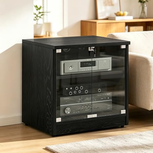 GJPXFR Rack Audio AV 2 Ripiani, Mobile Porta Router WiFi, Mobile Stereo Hi Fi Con Ripiani Legno Regolabili In Altezza, Mobiletto Stereo, Scatola Nascosta Per Modem(White)