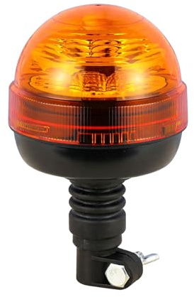 LED Global LED Rundumleuchte 12V 24V mit DIN-Stecker – Drehlicht Orange für Traktor, Auto, LKW – ECE R65 R10 Straßenzulassung, IP67, 3 Blitzmuster, Rundumlicht Warnleuchte