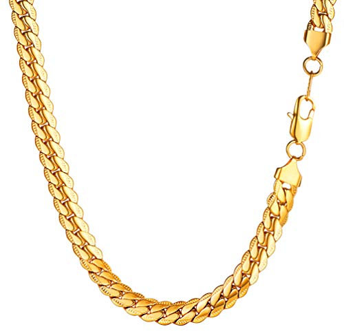 PROSTEEL Panzerkette 8MM breit Herren Halskette 18k vergoldet Erbskette Gliederkette 46cm/18 Kettelänge Biker Punk Rock Schmuck für Männer Jungen