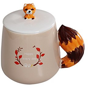 Office coffee cute fox mugs tea cups ceramic espresso porcelain travel mug -C 375ml