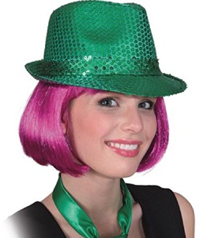 narrenkiste O23115-16 grün Trilby Pailletten Hut Glitzerhut Partyhut