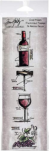 Tim Holtz Mini Blueprints Strip Cling Stamps 3X10-Wine