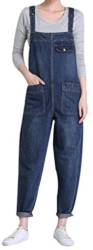 Yasong Women Loose Fit Denim Dungarees Overalls Jumpsuit Playsuit Jeans Trousers Blue UK 20