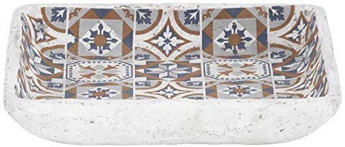 Rivanto® Vogelbad Portugisische Kacheln aus Beton, 26,6 x 26,6 x 5,7 cm, Badeschale für Wildvögel, rechteckig