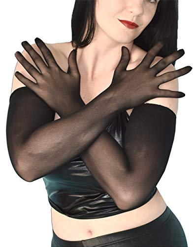 Sexy durchsichtige Nylon Handschuhe - transparente Abendhandschuhe - lange und weiche Armstulpen bis zum Oberarm - Verkleidung für Fasching Karneval Halloween