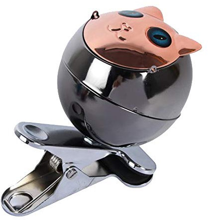 Aschenbecher mit Klemmfunktion COLOR CAT Windaschenbecher Klemmaschenbecher Metall Ascher Kippaschenbecher (Anthrazit-Blaue Augen)