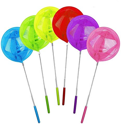 LATERN 6 Stücke Teleskopisch Schmetterlingsnetz Fischernetze Ausziehbar von 37 bis 86cm für Kinder die Insekten Fangen