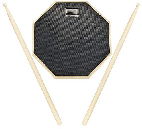 SNAGAROG Pad Practica Bateria 8” Silencioso Drum Practice Pad de Doble Superficie con 2 Baquetas 5A de Madera Almohadilla de Practica Kit de Batería Pad de Estudio para Practicar Batería, Batir Tambor