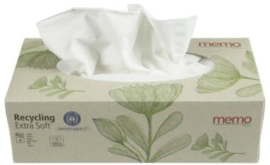 Memo Recycling Extra Soft, Taschentücher Box 4lagig, 100Stück