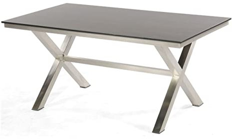 Sonnenpartner Gartentisch Base-Spectra 160x90 cm Edelstahl Tischsystem Tischplatte Solid Old Teak Natur 80050536