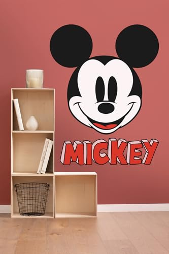Disney selbstklebende und konturgeschnittene Vlies Fototapete von Komar - Mickey Smile XXL - Größe: 127 x 200 cm - Wandtattoo, Kinderzimmer